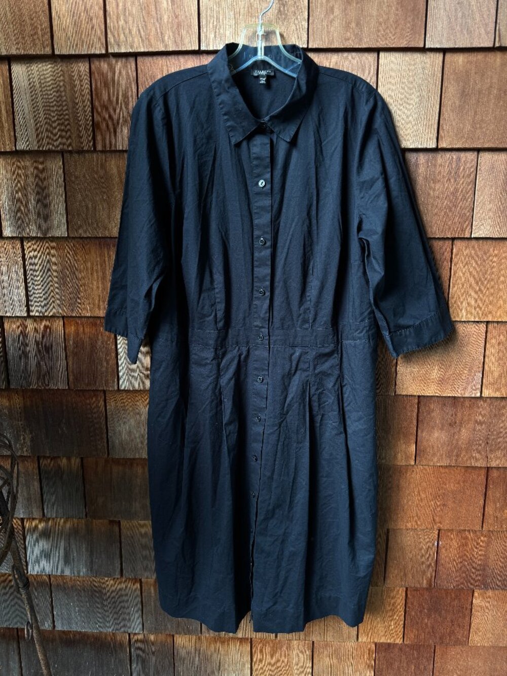 Talbots Black Poplin Button Front Shirtdress in Women's 14WPetite